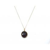 Collier 925 Silber/vergoldet mit Onyx schwarz ca. 45 cm | Edelsteine