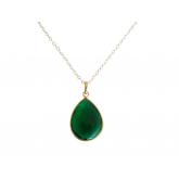 Collier 925 Silber/vergoldet mit Turmalin Tropfen grün 60 cm | Edelsteine