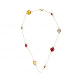 Collier 925 Silber/vergoldet mit Citrinen, Rauchquarzen und Rubinen | Edelsteine