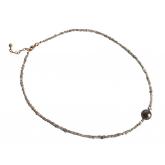 Collier mit Roh-Diamanten grau und Tahiti Zuchtperle ca. 45 cm | Perlen