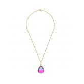 Collier 925 Silber/vergoldet mit Turmalin-Tropfen hellblau/rosa | Edelsteine
