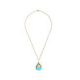 Collier 925 Silber/vergoldet mit Turmalin-Tropfen goldgelb/hellblau | Edelsteine