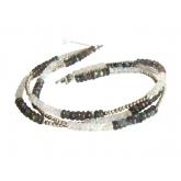 Collier 3-reihig 925 Silber mit Mondsteinen weiß und Labradoriten | Silberschmuck