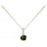 Collier 925 Silber/vergoldet bicolor mit Rauchquarz ca. 45 cm | Bicolor Schmuck