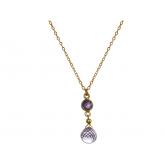 Collier vergoldet mit Amethyst violett und Amethyst-Tropfen lila ca. 45 cm | Edelsteine