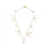 Collier 925 Silber/vergoldet mit weißen Barock Zuchtperlen und Keshi Zuchtperlen in weiß | Perlen