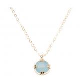 Collier 925 Silber/vergoldet mit Chalcedon hellblau | Edelsteine