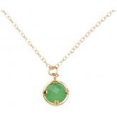 Collier 925 Silber/vergoldet mit Chalcedon grün rund | Edelsteine