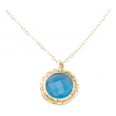 Collier 925 Silber/vergoldet mit Chalcedon blau | Edelsteine