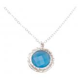 Collier mit Anhänger 925 Silber und Chalcedon blau ca. 45 cm | Edelsteine
