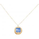 Collier 925 Silber/vergoldet mit Chalcedon blau | Edelsteine