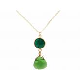 Collier 925 Silber/vergoldet mit Smaragd und Turmalin grün | Edelsteine