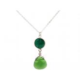 Collier 925 Silber mit Smaragd und Turmalin grün | Silberschmuck