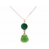 Collier 925 Silber/rosévergoldet mit Smaragd und Turmalin grün | Edelsteine
