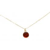 Collier 925 Silber/vergoldet mit Bernstein Cabochon | Edelsteine