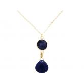 Collier 925 Silber/vergoldet mit Blue Saphir und Chalcedon Tropfen blau | Edelsteine
