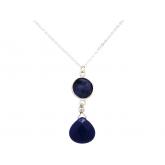 Collier 925 Silber mit Blue Saphir und Chalcedon Tropfen blau | Edelsteine