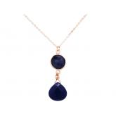 Collier 925 Silber/rosévergoldet mit Blue Saphir und Chalcedon Tropfen blau | Edelsteine