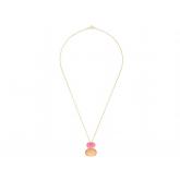 Collier 925 Silber/vergoldet mit Turmalin rosa und Mondstein gelb-orange | Edelsteine