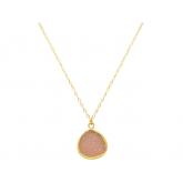 Collier 925 Sterling Silber/vergoldet mit DRUZY-Rose-Anhänger | Edelsteine
