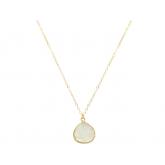 Collier 925 Sterling Silber/vergoldet mit DRUZY-White-Anhänger | Edelsteine