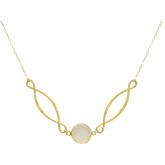 Collier Schlaufen-Design 925 Silber/vergoldet mit Quarz DRUZY weiß | Edelsteine