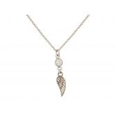 Collier "Flügel" 925 Silber mit Jade weiß | Silberschmuck
