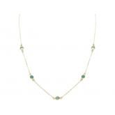 Collier 925 Silber/vergoldet mit 5 Chalcedonen meeresgrün ca. 52 cm | Edelsteine