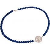Collier 925 Silber mit Jade dunkelblau und Mandala-Anhänger | Silberschmuck