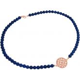 Collier mit Jade blau und Mandala-Anhänger 925 Silber/rosévergoldet | Vergoldet