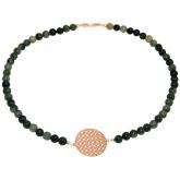 Collier mit Anhänger Flechtdesign 925 Silber/rosévergoldet und Jade grün Farbverlauf | Vergoldet