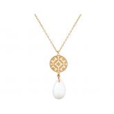 Collier "Mandala" 925 Silber/vergoldet mit Jade-Tropfen weiß | Vergoldet