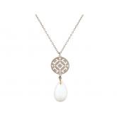 Collier "Mandala" 925 Silber mit Jade-Tropfen weiß | Silberschmuck