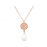 Collier "Mandala" 925 Silber/rosévergoldet mit Jade-Tropfen weiß | Vergoldet