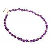 Collier vergoldet mit Amethyst-Ovalen violett 45 cm | Edelsteine
