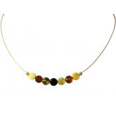 Collier vergoldet mit 7 Bernsteinen multicolor | Edelsteine