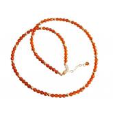 Collier mit Bernsteinen poliert und Kügelchen vergoldet ca. 45 cm | Edelsteine