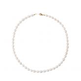 Collier 925 Silber/vergoldet mit weißen Zuchtperlen | Perlen