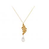Collier "Olivenzweig" 925 Silber/vergoldet mit Barock Zuchtperle weiß | Perlen