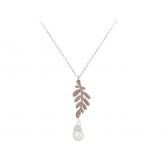 Collier "Olivenzweig"  925 Silber mit Barock Zuchtperle weiß | Perlen