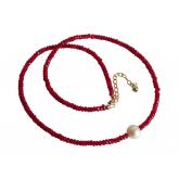 Collier vergoldet mit Rubinen und Zuchtperle weiß ca. 45 cm | Perlen
