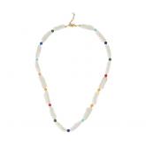 Biwa-Zuchtperlen-Collier mit Edelsteinen vielfarbig 925 Silber/vergoldet | Edelsteine