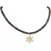 Collier mit tahiti-grauen Zuchtperlen und Schneeflocke vergoldet | Perlen