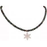 Collier mit tahiti-grauen Zuchtperlen und Schneeflocke versilbert | Perlen