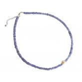 Collier vergoldet mit Tansaniten und Zuchtperle weiß ca. 45 cm | Edelsteine