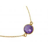 Armband vergoldet mit 2 Amethysten violett ca. 11 mm und 6 mm | Edelsteine