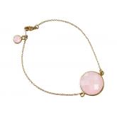 Filigran-Armband vergoldet mit 2 Rosenquarzen - 17 cm | Edelsteine