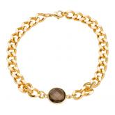 Armband vergoldet mit Rauchquarz rund | Vergoldet