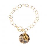 Glieder-Armband 925 Silber/vergoldet mit Anhänger rund und "Kauri-Schnecke" Glieder-Armband 925 Silber/vergoldet mit Anhänger rund und "Kauri-Schnecke"