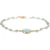 Armband mit meeresgrünen Chalcedonen 925 Silber/vergoldet | Edelsteine